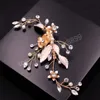 Forcine floreali Foglie di nozze Barrettes Flower Design Accessori per capelli con strass Clip per capelli Copricapo in cristallo Decorazioni per gioielli