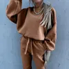 Koşu Setleri Moda Trailsuit 2 Parça Set Sonbahar Kış Pullover Üst Uzun Pantolon Spor Takım Kadın İçin Kadın Sweatshirt Giyim