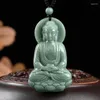 Подвесные ожерелья бирманский нефрит будда мода -амулетный дизайнер ювелирных ювелирных изделий настоящий натуральное ожерелье Jadeite чары зеленые драгоценные камни Изумруд