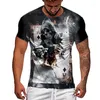 メンズTシャツ夏ファッションプリント半袖3DTシャツラウンドネッククイック乾燥Tシャツ