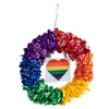 Decorative Flowers Wreaths Wall Decoration Ribbon Wreath Gay Lesbian Pride Front Door Hanging Lgbtq Colorf Rainbow Drop Delivery H Dhka0