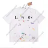 European Version Trendy Brand GD&Linvin T-shirt Co Branded With The Same Splashed Ink Letter Handpaintedg Raffitip Rints Shorts SLeevedT Pure Cotton T Shirt