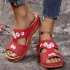 174 Summer Mujeres Peep Toe Zapatos Floral Mujer cómodas Sandalias retro Zapatillas Mujer 230807 B