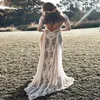 Vintag klänningar klänningar spetsar backless boho strand bröllop långärmad naken foder land bohemisk hippie zigenare brud308f