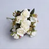 Dekorativa blommor 10heads 30 cm retro Silk Rose Bouquet Artificial Peony Vintage Bride Holding Flower Home Wedding Decor Fake