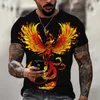 Mannen T-shirts Zomer Vintage T-shirts 3d Phoenix Print Grafische Korte Mouw Top Mode Hip Hop Tees Streetwear Oversized Kleding