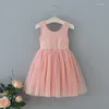 Meisjesjurken Mouwloze kanten chiffonjurk voor meisjes Afstuderen Feest Prinses Heerlijk Spinning Puffy Princ