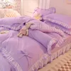 Bedding Sets Princess Style Cotton Set Romantic Double Layer Ruffles Quilt Cover Bed Skirt Linen Pillow