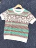 Kvinnors tröjor Summer Knitting Pullover Topps Korean Fashion Short Sleeve Vintage Stripe Casual Knitwear Sticked tröja