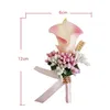 Flowers Groomsman Boutonniere Flower Flower Cor Man Man Suit Brooch Clip-On for Bridal Party Decoration Events Su Dh5pl