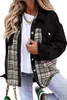 Autumn Winter Womens Denim Jacket Long Sleeve Coats Woman Plaid Button Shirt Jackets Jeans Top Coat