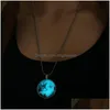 Pendentif Colliers Mode Bijoux De Noël Collier En Acier Inoxydable Perle Chaîne Père Cerf Flottant Noctilucous Médaillons Pour Drop Deli Dhboy