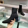 Designer Laarzen Volver Enkellaars Dames Sok Laars Stretch Gebreide Laarsjes Dames Stijgbeugelhak Bootie Echt lederen schoenen Instapper Hoge Hakken