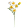 Flores decorativas únicas 5 cabeças buquê de tricô flor de narciso tricotada à mão malha falsa mesa para casa decoração criativa para presente