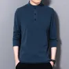 Men's T Shirts Autumn And Winter Double-sided Fleece Long-sleeved T-shirt Turtleneck Brushed Warm Base Tshirt Solid