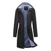 Trench Coats feminino 2023 primavera outono longo casual blusão à prova de respingos com capuz cor sólida forro listrado cintura reta cordão
