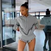 Women's Tracksuits L5264 Fashion And Leisure Edge Hip Bag Shorts Long Sleeve Hooded Sweater Set