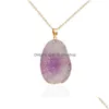 Pendentif Colliers Mode Brillant Druzy Irregar Naturel Cristal Quartz Pierre Chaînes En Or Pour Les Femmes De Luxe Bijoux Cadeau En Bk Drop Delive Dhooc