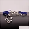 Charm Bracelets Autism Awareness Puzzle Piece Infinity Love Wish Veet Rope Wrap Bangle For Women Men Fashion Friendship Jewelry Drop D Dhkpt