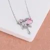 Chaînes mode pêche coeur goutte d'eau pendentif collier cristal rose Egirl doux Cool Y2K clavicule chaîne Dz677