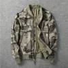 Herrjackor 2023 Spring Autumn Retro Camouflage Slim Fit Coats Male Long Sleeve Sports Men Baseball Uniform Ytterkläder D256