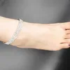 Recommend Fashionable Women's Three Row Elastic Silver Anklet with Super Flash Personality Rhinestone Latin Dance Accessories