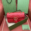 2024 Nouveau sac à main de luxe de haute qualité Ventes directes d'usine Double cuir original Marmont Chaîne Femme Love One Bandbody Edition Mini Lingge