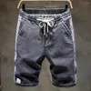Jeans da uomo alla moda estivi di lusso patchwork coreano hip-hop con coulisse con tasche cargo e pantaloncini di jeans da jogger per uomo