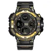 Armbanduhren SMAEL Digital- und Quarzwerk Herren Sportuhren LED-Licht Multifunktions-Chrono-Datum Wasserdichte analoge elektronische Armbanduhr