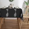 Table Cloth Rectangular Oilproof Black And White Bandana Paisley Pattern Cover Bohemian Tablecloth For Picnic