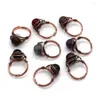 Cluster Rings Natural Stone Round Bead Crystal Ring 10-20mm Red Bronze Winding Agate Tiger Eye Charm Jewelry Making DIY Necklace Accessories