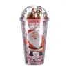 Water Bottles Christmas Gifts Cups Reindeer Xmas Tree Santa Claus Bottle With Straw Double Wall Plastic Ice Cup Teacup Breakfast Mug