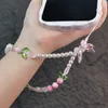Cell Straps Charms Mobile Strap Short Style Wrist Small Bead Beaded Bracelet Pendant Tulip Flower Bead Pendant Universal Antiloss Sling