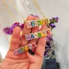 Collane con ciondolo DODOAI Collana con nome personalizzato con smalto Arcobaleno Targhetta Zircone Gioielli di moda per le donne Regali personalizzati 230807