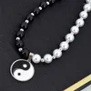 Chains Pearl Obsidian Yin And Yang Pendant Collarbone Chain Men Women Taiji Black White Necklace Couple Good Friend Jewelry