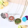 Pendant Necklaces New Essential Oil Diffuser Hollow Flowers Open Locket Long Chains For Women Aromatherapy Fashion Jewelry Gift Drop D Dhhqd