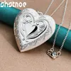 1630 pouces chaîne 925 en argent Sterling coeur cadre Photo pendentif collier pour femmes fête de mariage anniversaire Original charme bijoux L230704