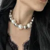 Choker Déclaration Boule En Métal Collier De Perles Style Européen Et Américain Personnalité Mode Femmes Fille Accessoires De Mariage