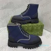 2023-Designer Feminino Martin Boots Bota plataforma de couro no tornozelo preto azul colorblock botas unissex sapatos de inverno confortos botas clássicas planas curtas tamanho 36-47