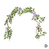 Dekorativa blommor 2 m lång Wisteria Flower Rattan Vine Wreath Wedding Slå Fake Wall Plant Arch Leaf Ivy Decorat G2C6