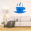 Väggklockor 3d klocka modern design mode tyst kreativt självpinne papper kök dekoration klok kaffekopp