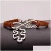 Charm Bracelets Autism Awareness Puzzle Piece Infinity Love Wish Veet Rope Wrap Bangle For Women Men Fashion Friendship Jewelry Drop D Dhkpt