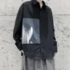 Camisas informales para hombre 2023 estampado de manga larga Cargo Harajuku camisa negra estilo coreano hombres ropa Vintage ropa de calle