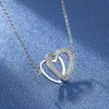 Karopel Genuine 925 Sterling Silver Eternal Love Double Heart Collane con ciondolo Donna Promessa d'amore Fine Jewelry Gift L230704