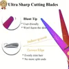 5.5 Inch Purple Hair Cutting Scissors Set With Razor, PU Leather Scissors Case, Barber Hair Cutting Shears Hair Thinning/Texturizing Shears