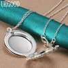 925 Sterling Silver Round Photo Frame Pendentif Collier 1630 Pouces Chaîne Pour Les Femmes Fête De Fiançailles De Mariage De Mode Bijoux L230704