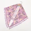 スカーフ韓国の花の印刷タッセルホローレース三角形のショール女性ビーチビキニ女性ヘッドスカーフ夏のロング日焼け止めスカーフV125