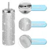 Bouteilles d'eau 20 oz Bouteille Avec Paille Double Paroi En Acier Inoxydable Gobelet Tasse À Café Tasse À Vide Étincelant Strass Diamant