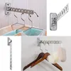 Hangers Folding Wall Mounted Clothes Hanger Hook With 10 Hooks Hanging Rail Rack Shelf