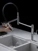 Chrome Modern high-end mässing Kitchen Faucet Magnetic Suction Design Enkel handtag Kall varm dubbelkontroll 2-funktioner